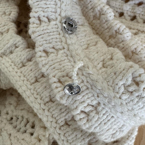 Veronica Beard Oswald Crochet Knit Cream Top - Picture 6 of 7